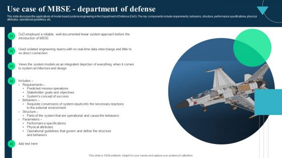 Use Case Of MBSE Department Of Defense Integrated Modelling And Engineering