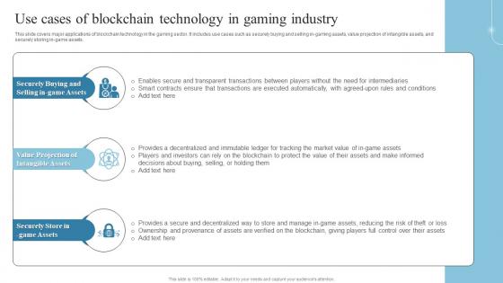 Use Cases Of Blockchain Technology In Gaming Introduction To Blockchain Technology BCT SS