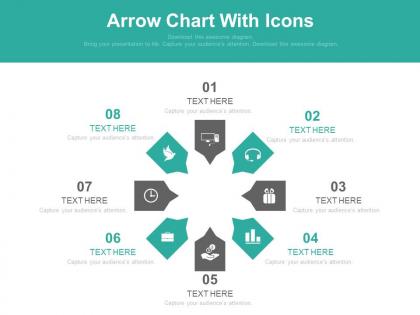 Use eight staged arrow chart with icons flat powerpoint design