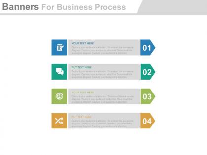 Use four arrow banners for business process flat powerpoint design