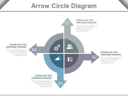 Use four staged arrow circle diagram flat powerpoint design