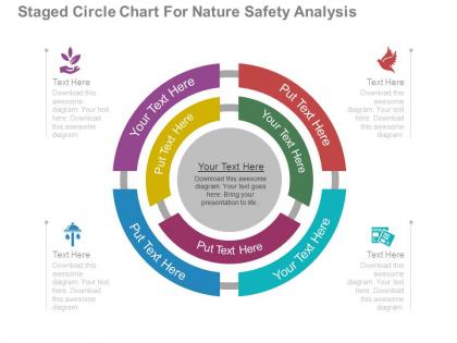 Use four staged circle chart for nature safety analysis flat powerpoint design