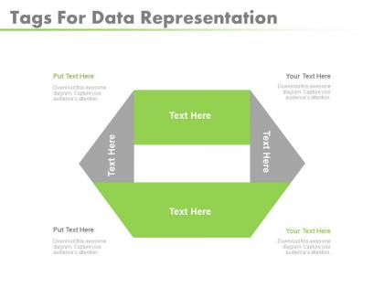 Use four staged tags for data representation flat powerpoint design