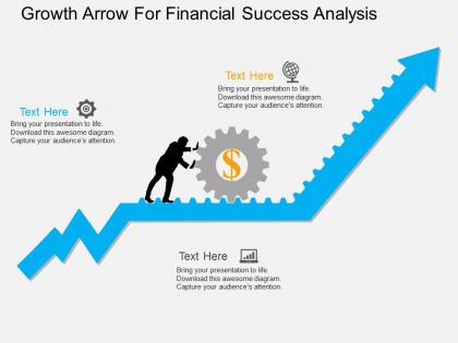 Use growth arrow for financial success analysis flat powerpoint design