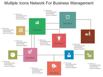 Use multiple icons network for business management flat powerpoint design