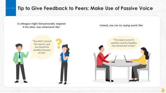 Use Passive Voice For Giving Feedback To Peers Training Ppt