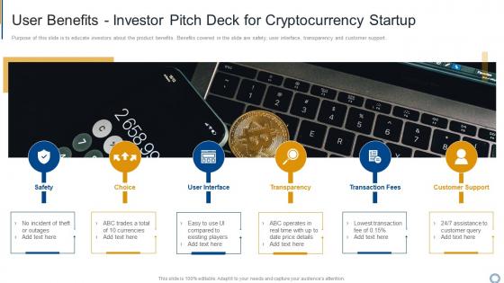 User Benefits Investor Pitch Deck For Cryptocurrency Startup Ppt Slides Rules