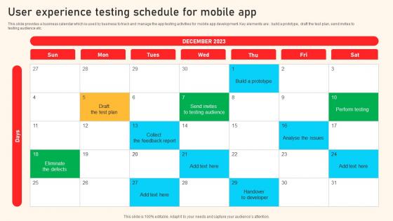 User Experience Testing Schedule For Mobile App