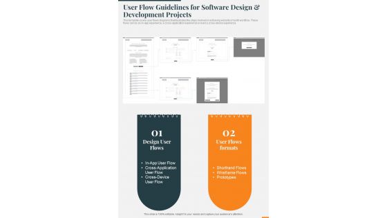 User Flow Guidelines For Software Design And Development One Pager Sample Example Document