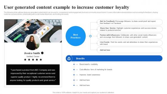 User Generated Content Example To Increase Customer Facebook Advertising Strategy SS V