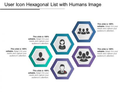 User icon hexagonal list with humans image