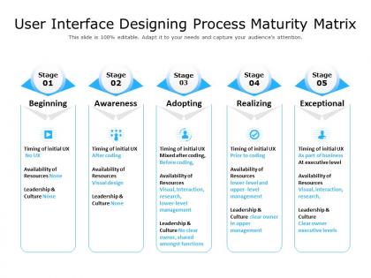User interface designing process maturity matrix