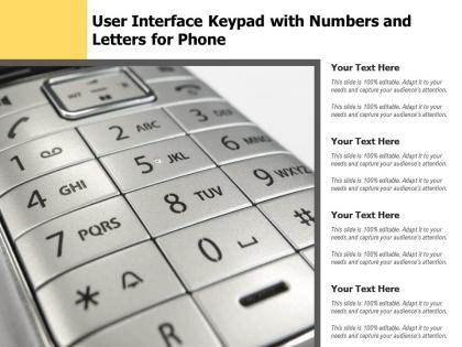 User interface keypad with numbers and letters for phone