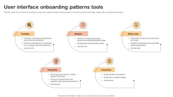 User Interface Onboarding Patterns Tools