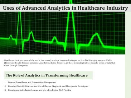 Uses of advanced analytics in healthcare industry