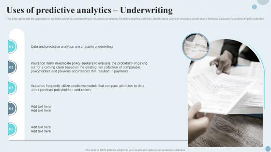 Uses Of Predictive Analytics Underwriting Ppt Infographic Template Graphics Download