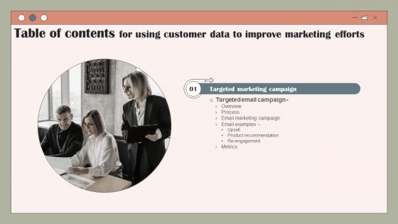 Using Customer Data To Improve Marketing Efforts Table Of Contents MKT SS V