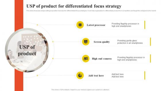 Usp Of Product For Differentiated Focus Strategy Low Cost And Differentiated Focused Strategy