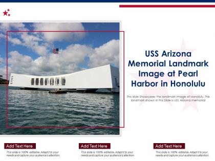 Uss arizona memorial landmark image at pearl harbor in honolulu ppt template