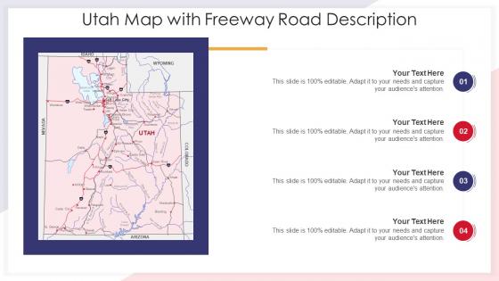 Utah map with freeway road description
