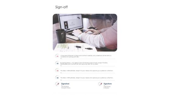 UX Proposal Template Sign Off One Pager Sample Example Document