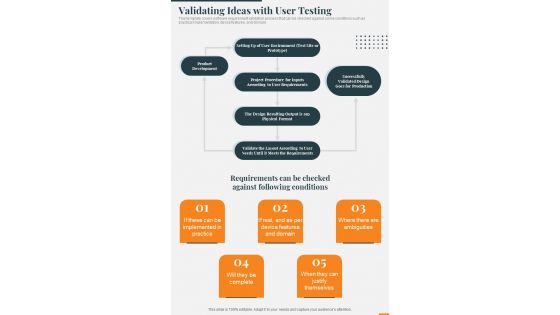 Validating Ideas With User Testing One Pager Sample Example Document