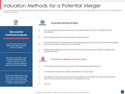 Valuation methods for a potential merger overview of merger and acquisition