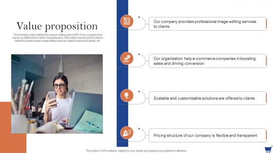 Value Proposition Ecommerce Photo Editing Services Pitch Deck
