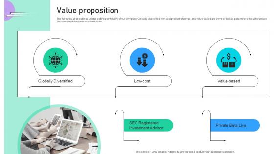 Value Proposition Ethic Investor Funding Elevator Pitch Deck Ppt Demonstration