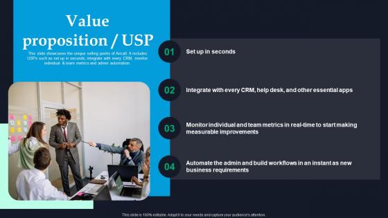 Value Proposition Usp Aircall Investor Funding Elevator Pitch Deck