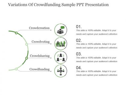Variations of crowdfunding sample ppt presentation