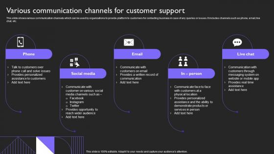 Various Communication Support Customer Service Plan To Provide Omnichannel Support Strategy SS V