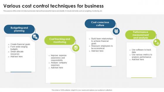 Various Cost Control Techniques For Business