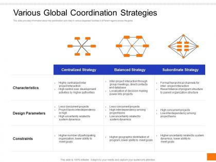 Various global coordination strategies ppt infographic template themes
