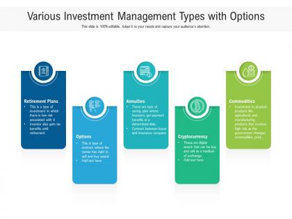 Various investment management types with options