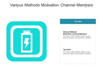 Various methods motivation channel members ppt powerpoint presentation inspiration design ideas cpb