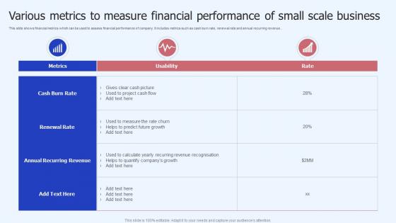 Various Metrics To Measure Financial Performance Of Small Scale Business