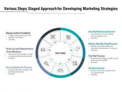 Various steps staged approach for developing marketing strategies