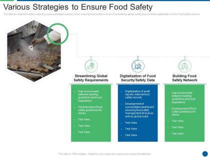 Various strategies to ensure food safety ensuring food safety and grade
