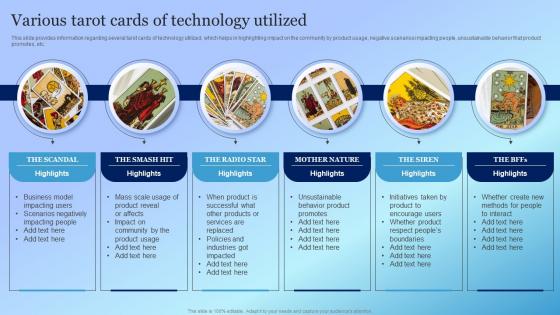 Various Tarot Cards Of Technology Utilized Playbook For Responsible Tech Tools