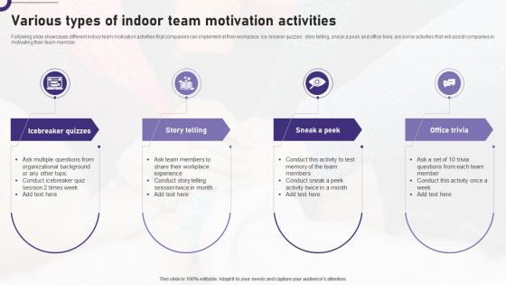 Various Types Of Indoor Team Motivation Activities