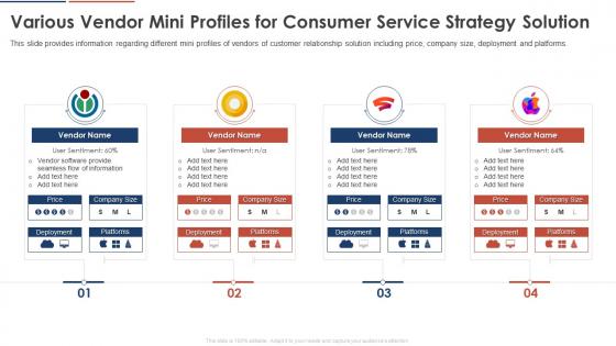 Various Vendor Mini Profiles For Consumer Service Strategy Solution Consumer Service Strategy