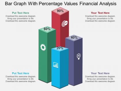 Vd bar graph with percentage values financial analysis flat powerpoint design