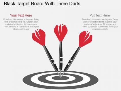 Ve black target board with three darts flat powerpoint design
