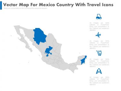 Vector map for mexico country with travel icons powerpoint slides