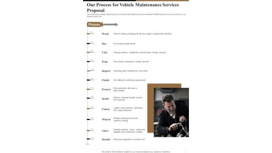 Vehicle Maintenance Services Proposal For Our Process One Pager Sample Example Document