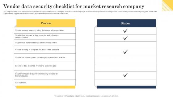 Vendor Data Security Checklist For Market Research Company