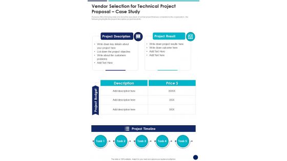 Vendor Selection For Technical Project Proposal Case Study One Pager Sample Example Document