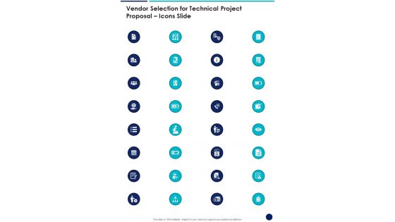 Vendor Selection For Technical Project Proposal Icons Slide One Pager Sample Example Document