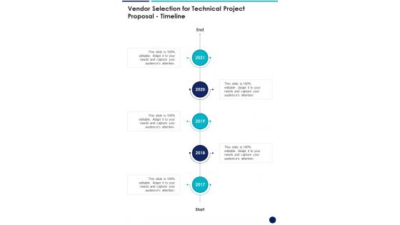 Vendor Selection For Technical Project Proposal Timeline One Pager Sample Example Document